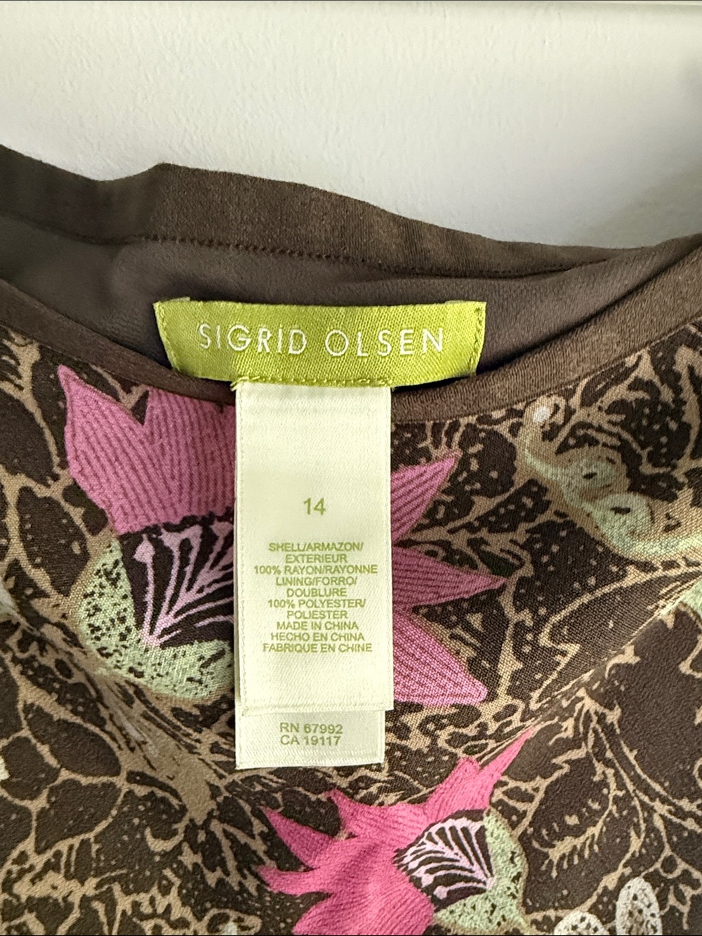 Sigrid Olsen Brown A-Line Skirt with Pink and Green Floral Print - Picture 2 of 5